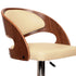 24" Cream And Brown Faux Leather And Solid Wood Swivel Low Back Adjustable Height Bar Chair