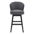 31" Gray And Espresso Solid Wood Swivel Low Back Bar Height Bar Chair