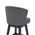 31" Gray And Espresso Solid Wood Swivel Low Back Bar Height Bar Chair