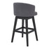 26" Gray And Espresso Solid Wood Swivel Low Back Counter Height Bar Chair