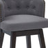 26" Gray And Espresso Solid Wood Swivel Low Back Counter Height Bar Chair