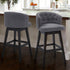 30" Gray And Espresso Solid Wood Swivel Low Back Bar Height Bar Chair