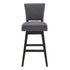 27" Gray And Espresso Solid Wood Swivel Counter Height Bar Chair