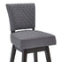 27" Gray And Espresso Solid Wood Swivel Counter Height Bar Chair