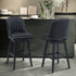 27" Black Solid Wood Swivel Counter Height Bar Chair