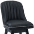 27" Black Solid Wood Swivel Counter Height Bar Chair