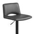 24" Gray And Black Faux Leather And Iron Swivel Low Back Adjustable Height Bar Chair