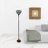 62" Brown Traditional Shaped Floor Lamp With White Peacock Feather Stained Glass Dome Shade