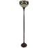 62" Brown Traditional Shaped Floor Lamp With White And Brown Stained Glass Bowl Shade