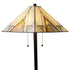 62" Brown Two Light Beige And Brown Geometric Stained Glass Floor Lamp