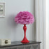 24" Glam Hot Pink Feather and Red Table Lamp