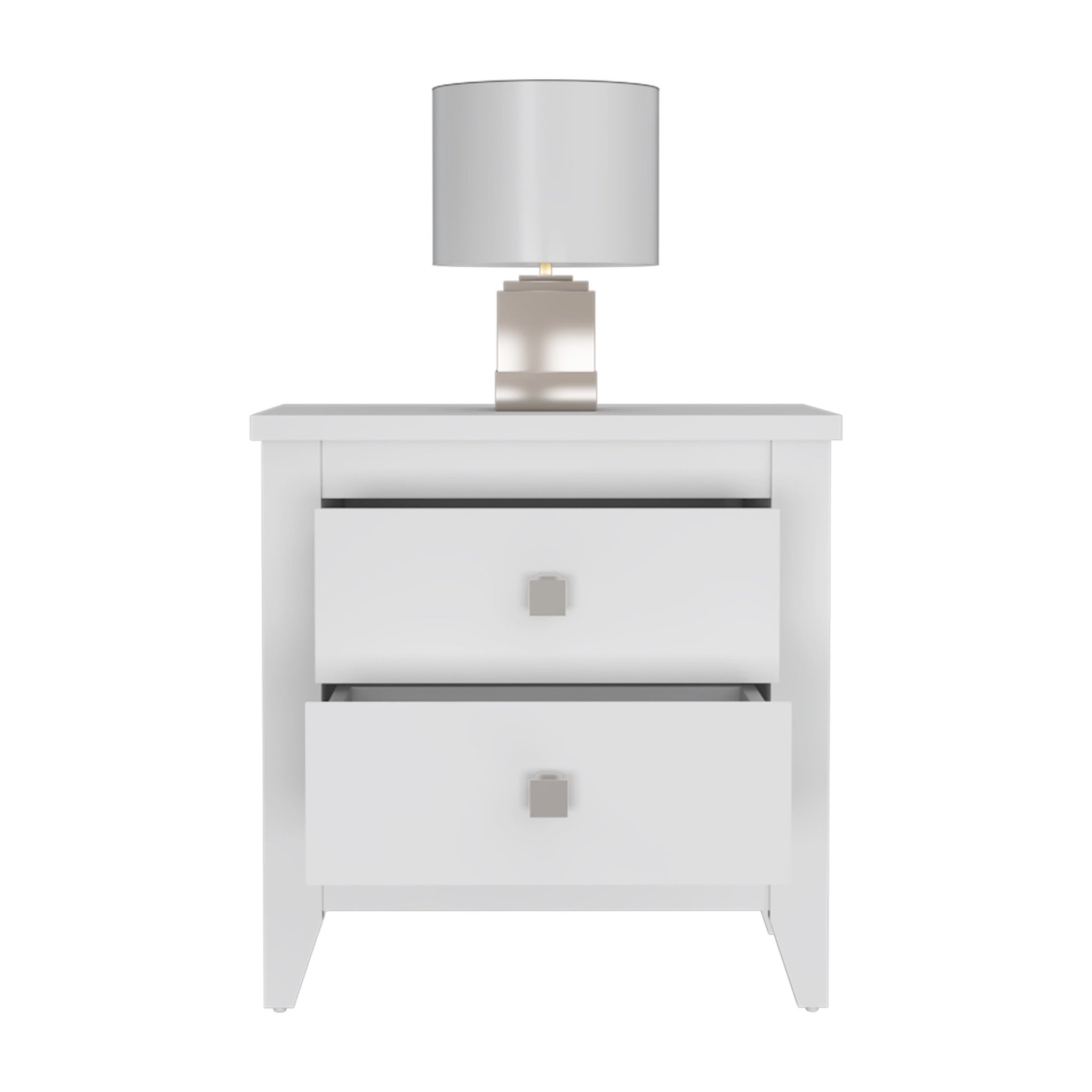 24" White Two Drawer Nightstand