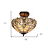 Yellow and Brown Two Light Tiffany Style Semi Flush Dimmable Ceiling Light