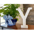 16" Distressed White Wash Wooden Initial Letter Y Sculpture