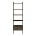 70" Brown Five Tier Ladder Bookcase with A Drawer