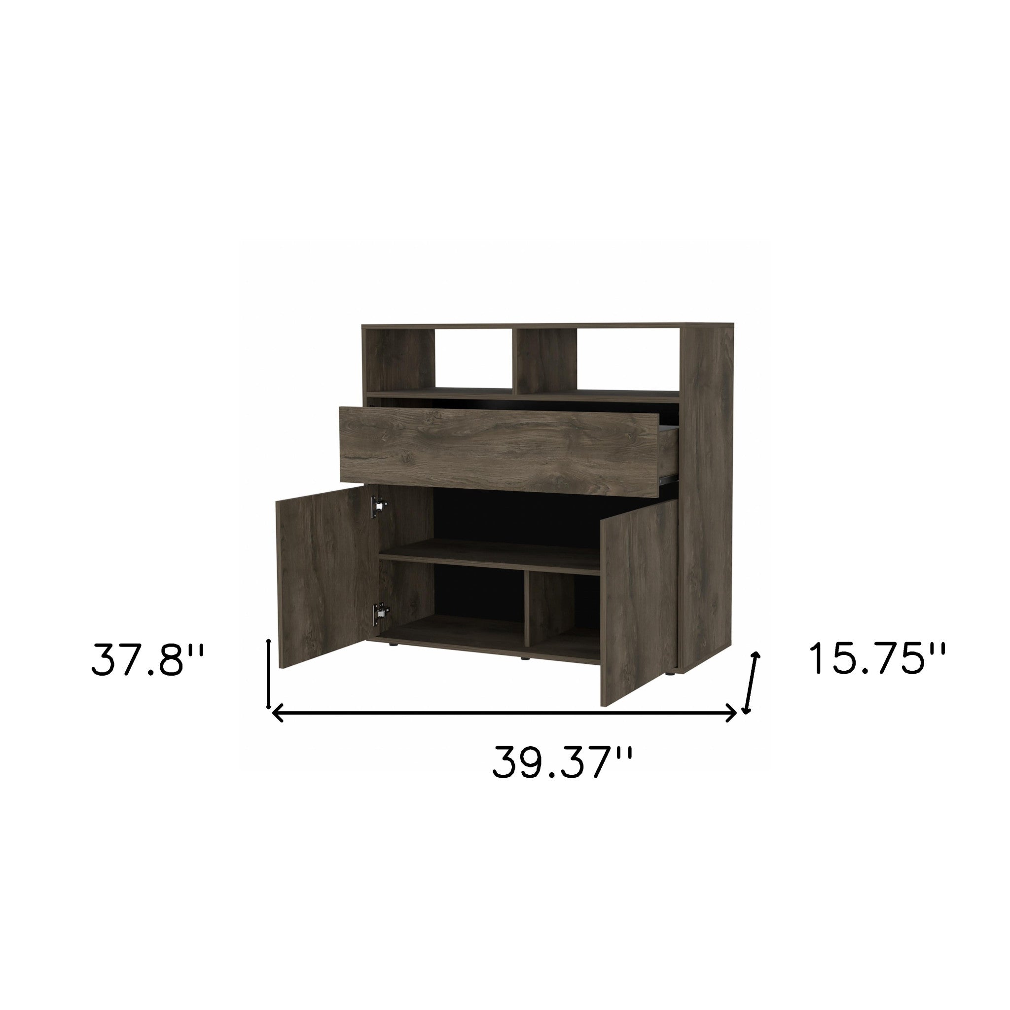 39" Dark Brown Manufactured Wood Drawer Combo Dresser