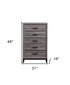 31" Grey Solid Wood Five Drawer Chest