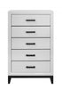31" White Solid Wood Five Drawer Chest