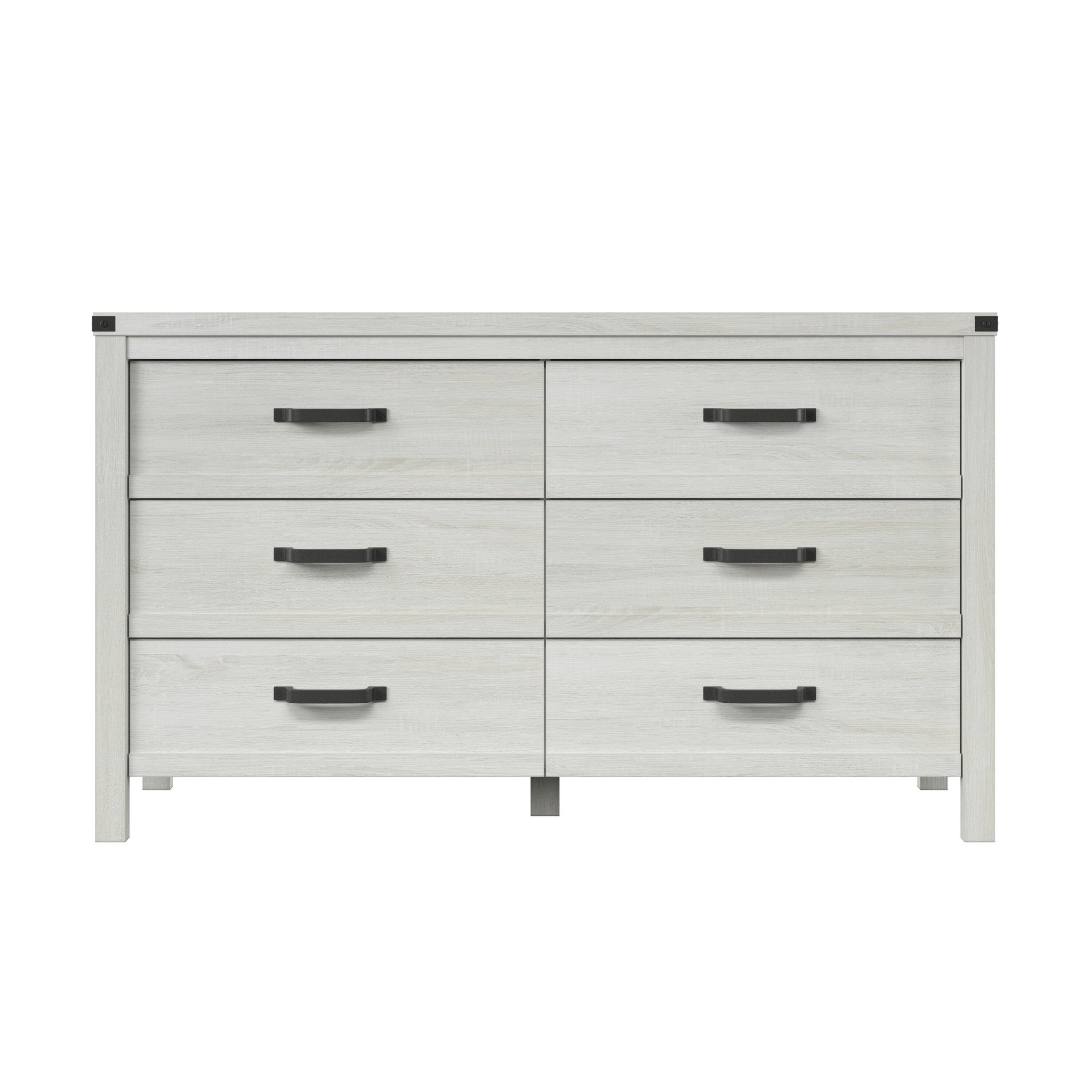 58" White Solid Wood Six Drawer Double Dresser