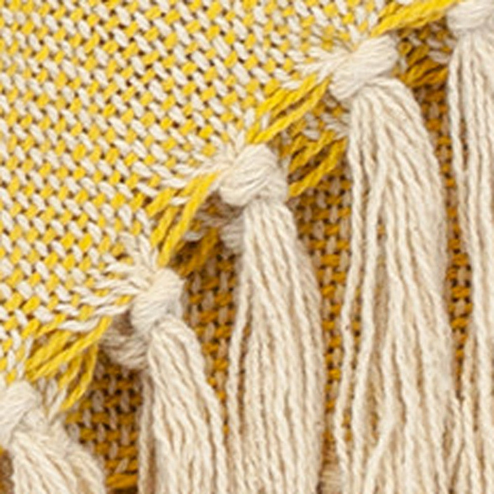 Yellow Woven Cotton Abstract Throw Blanket