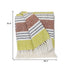 Burnt Orange Woven Cotton Striped Throw Blanket