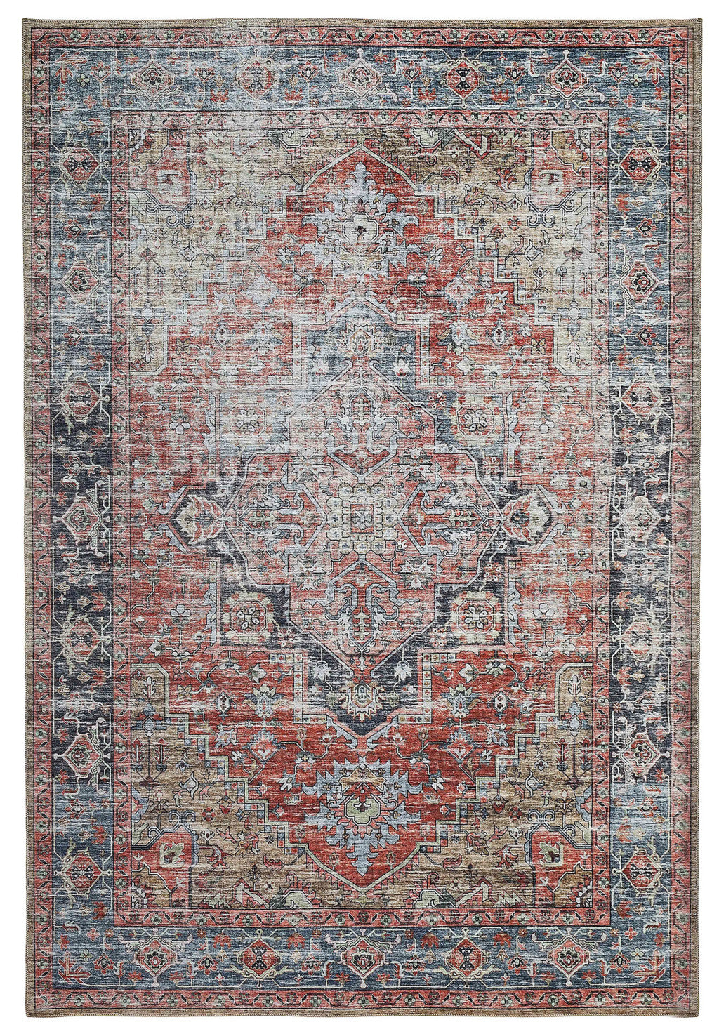 4' X 6' Rust Oriental Distressed Stain Resistant Area Rug