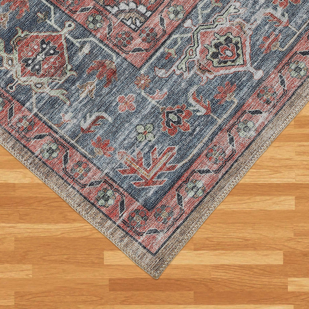 4' X 6' Rust Oriental Distressed Stain Resistant Area Rug