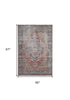 4' X 6' Rust Oriental Distressed Stain Resistant Area Rug