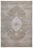 5' X 8' Beige Oriental Power Loom Distressed Stain Resistant Area Rug