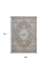 5' X 8' Beige Oriental Power Loom Distressed Stain Resistant Area Rug