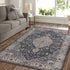 5' X 8' Black Oriental Stain Resistant Area Rug