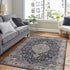 5' X 8' Black Oriental Stain Resistant Area Rug