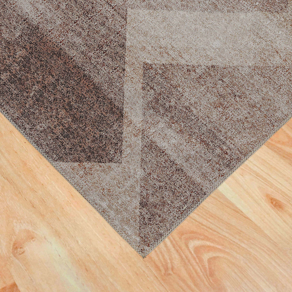 5' X 8' Brown Geometric Stain Resistant Area Rug