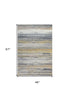 4' X 6' Gold Abstract Stain Resistant Area Rug