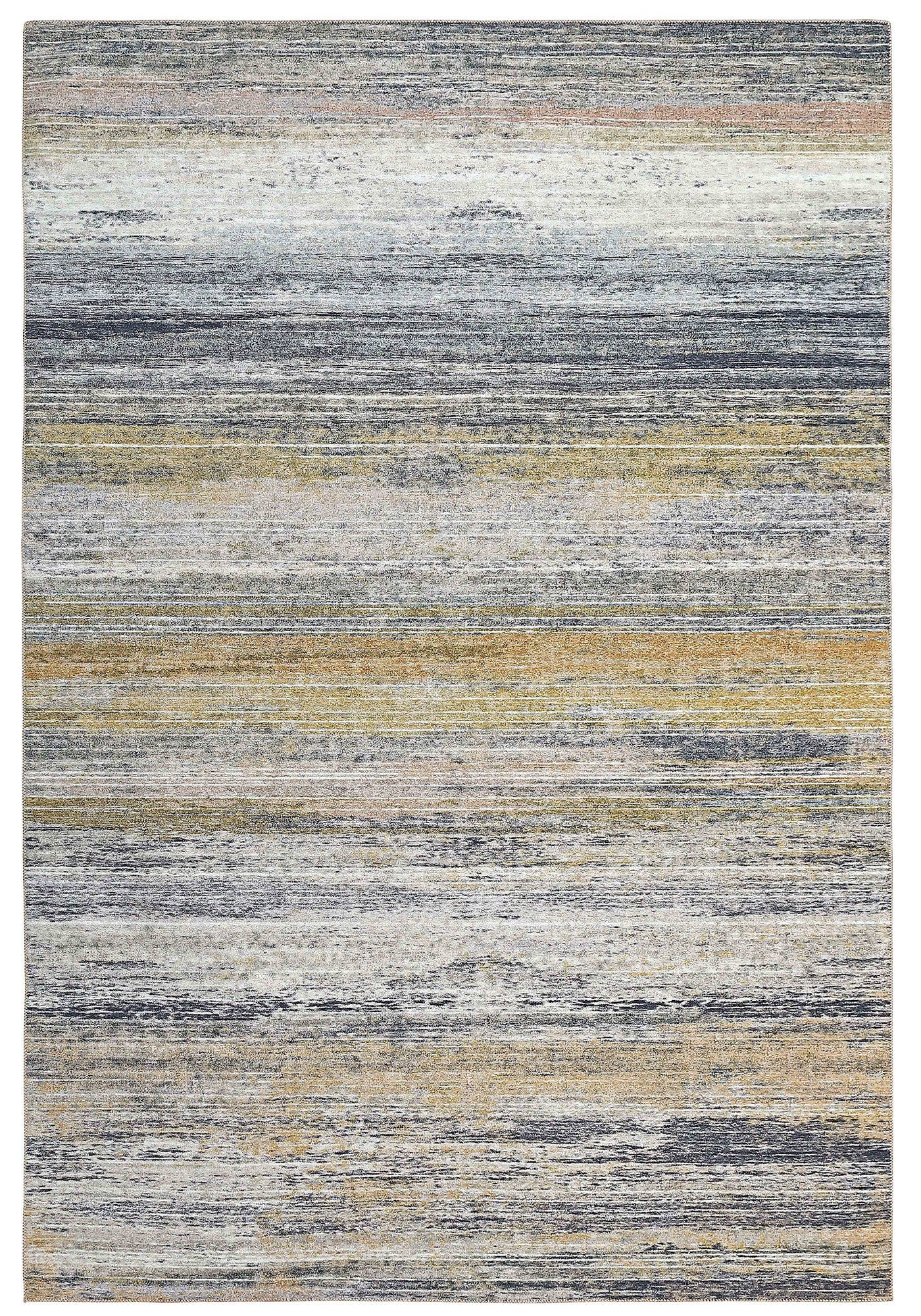 5' X 8' Gold Abstract Stain Resistant Area Rug