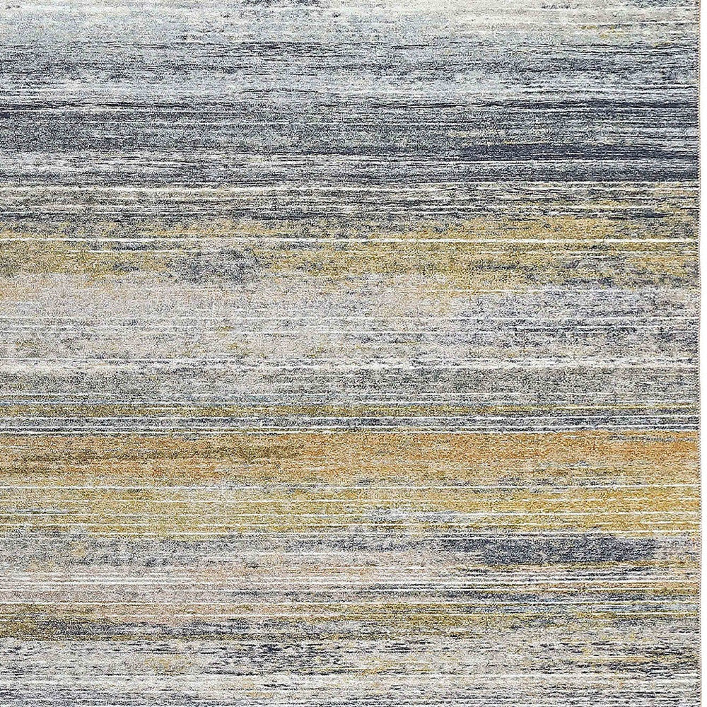 8' X 10' Gold Abstract Stain Resistant Area Rug