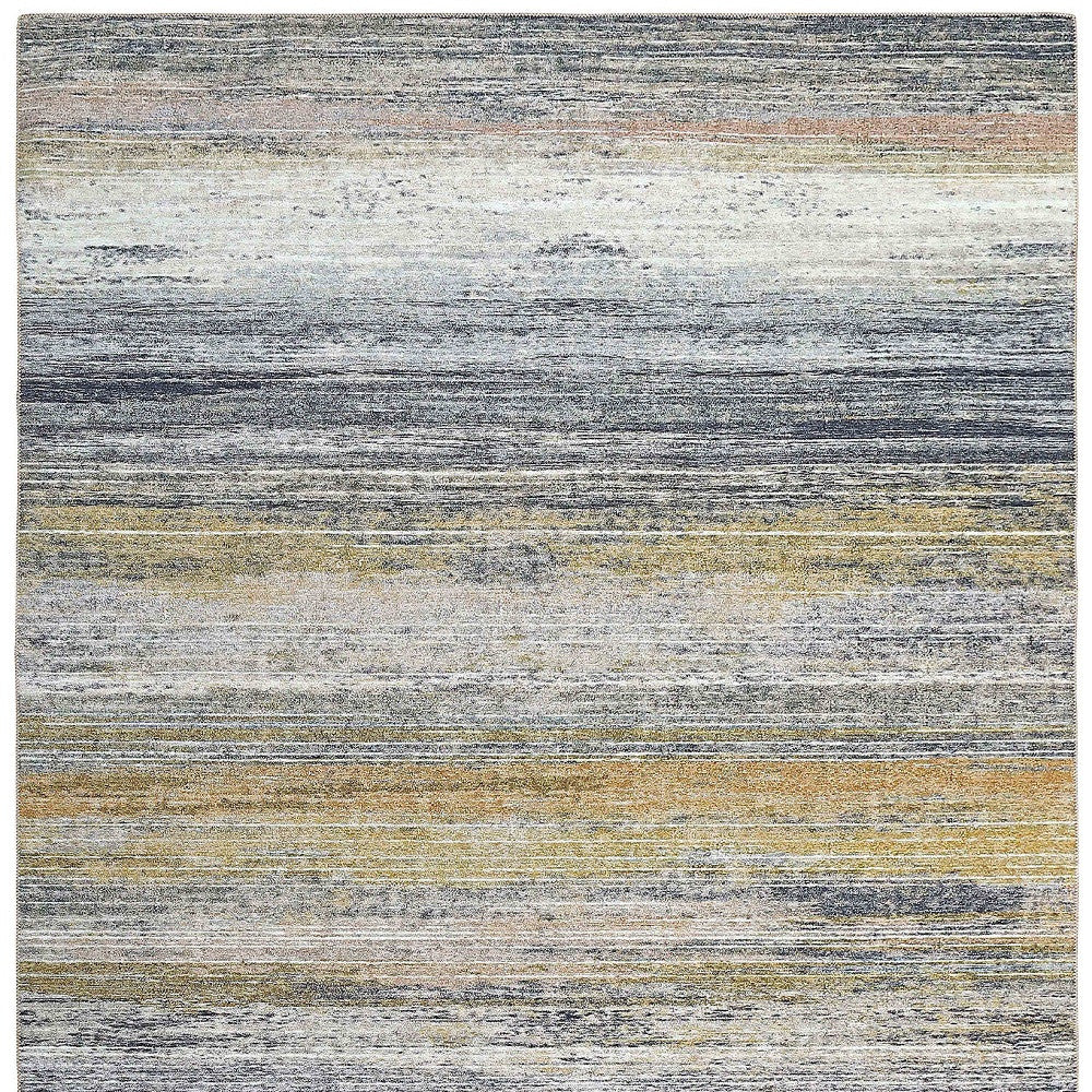 8' X 10' Gold Abstract Stain Resistant Area Rug