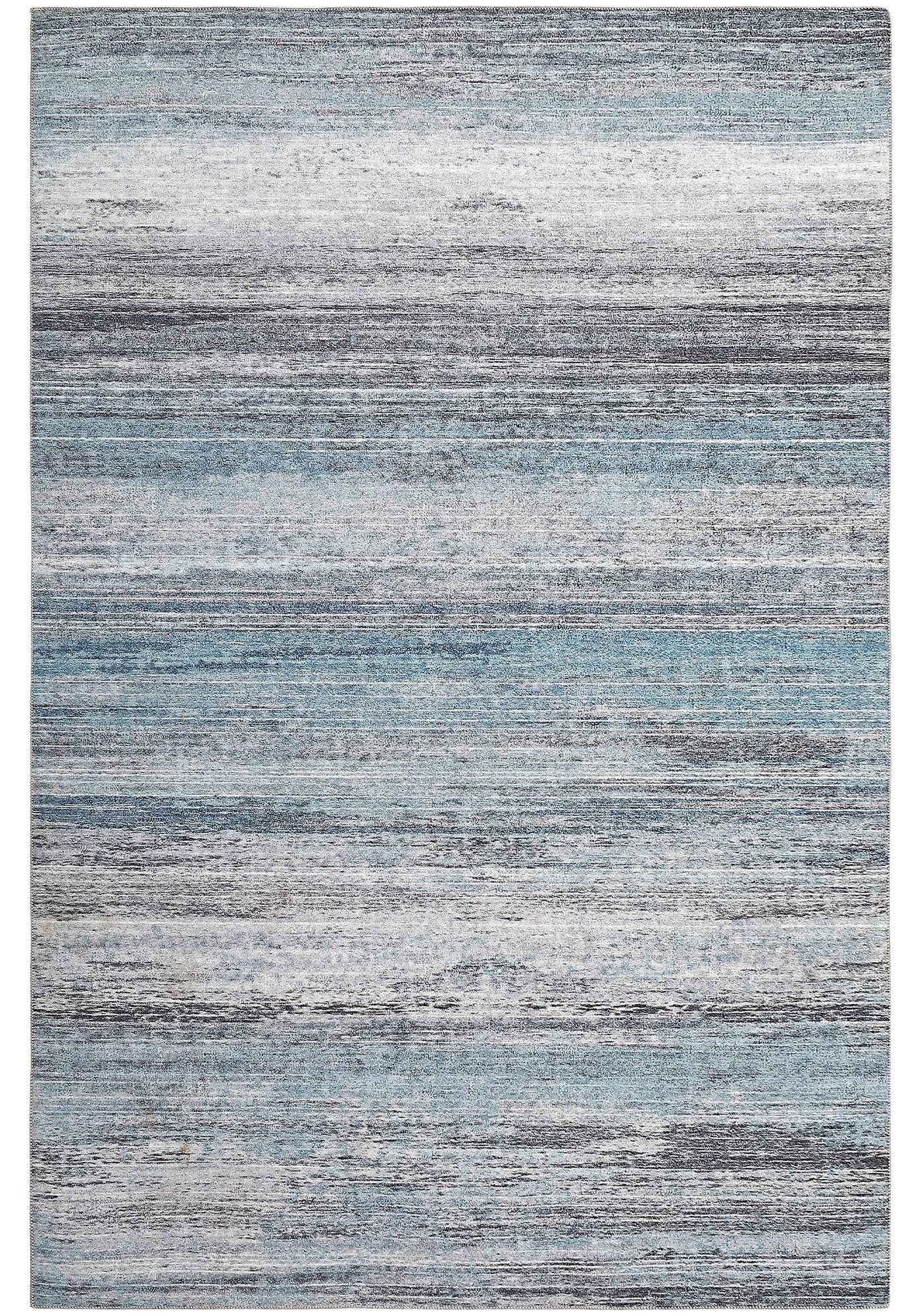 5' X 8' Turquoise and Gray Abstract Stain Resistant Area Rug