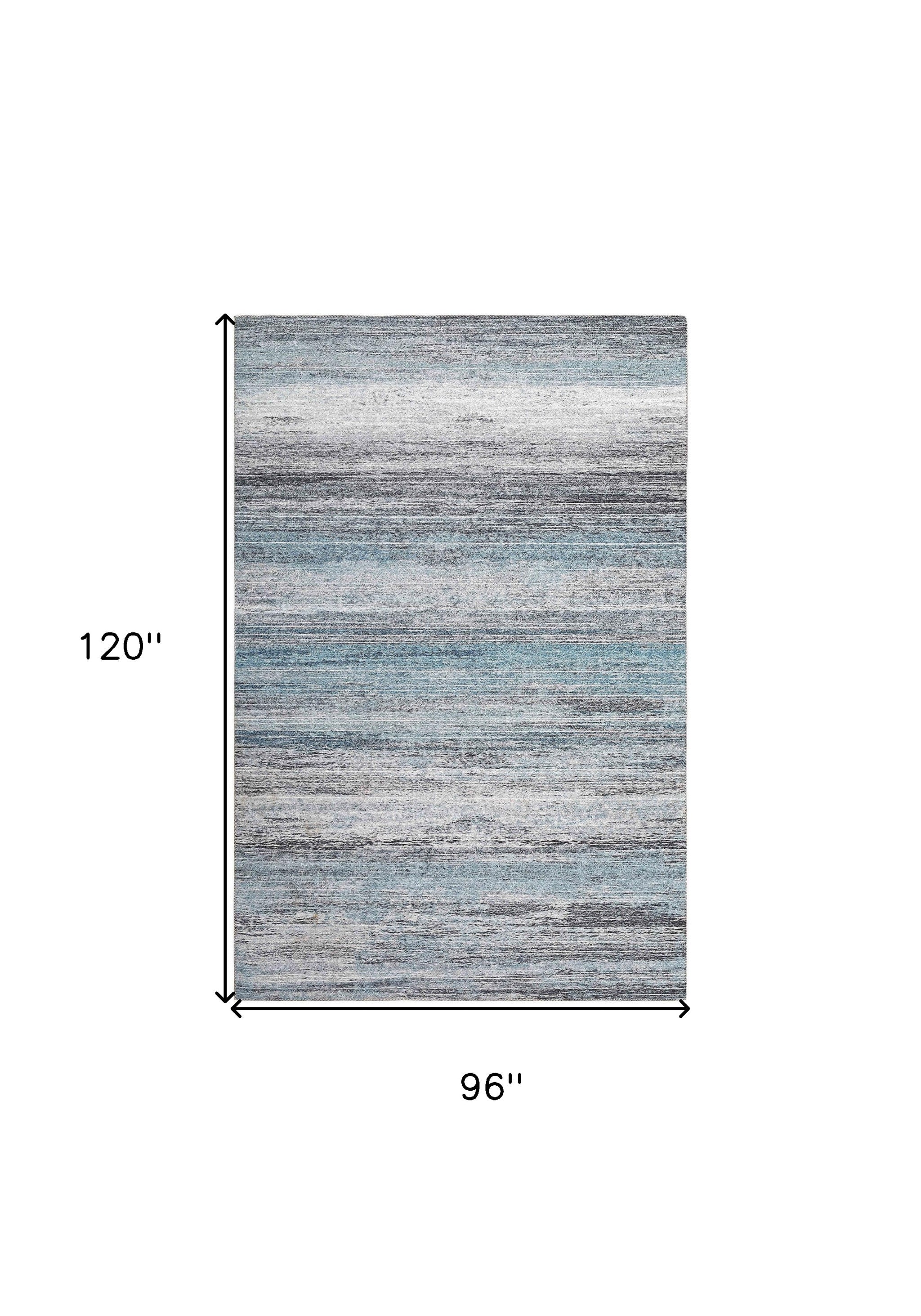 8' X 10' Turquoise and Gray Abstract Stain Resistant Area Rug