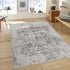 4' x 6' Gray and Black Oriental Power Loom Distressed Area Rug