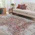 5' X 8' Rust Oriental Distressed Stain Resistant Area Rug