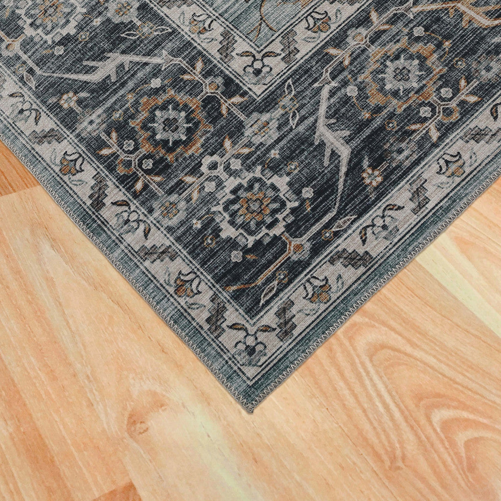 5' X 8' Sage Oriental Power Loom Stain Resistant Area Rug