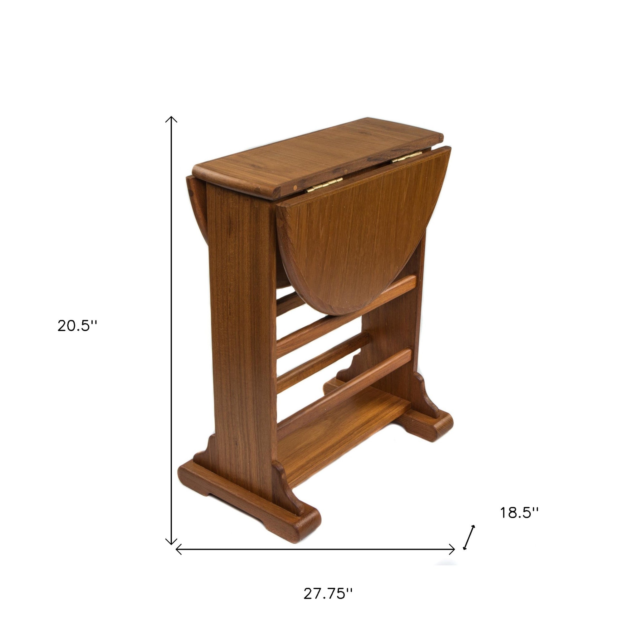 21" Brown Solid Wood Oval Drop Leaf End Table