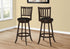 Set of Two 29" Black And Espresso Faux Leather And Solid Wood Swivel Bar Height Bar Chairs