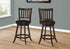 Set of Two 23" Black And Espresso Faux Leather And Solid Wood Swivel Counter Height Bar Chairs