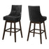 Set of Two 29" Black And Brown Faux Leather And Solid Wood Swivel Bar Height Bar Chairs