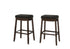 Set of Two 30" Black And Espresso Faux Leather And Solid Wood Backless Bar Height Bar Chairs