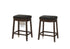 Set of Two 25" Black And Espresso Faux Leather And Solid Wood Backless Counter Height Bar Chairs