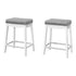 Set of Two 25" Gray And White Faux Leather And Solid Wood Backless Counter Height Bar Chairs