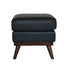 22" Navy Blue Genuine Leather And Brown Ottoman